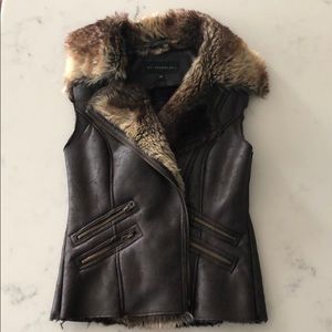 Faux fur and leather vest